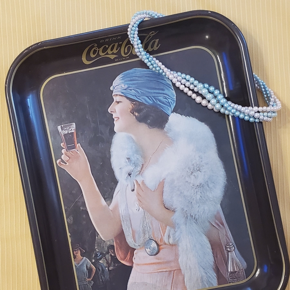 Vintage Coca Cola Metal Flapper Girl Serving Tray